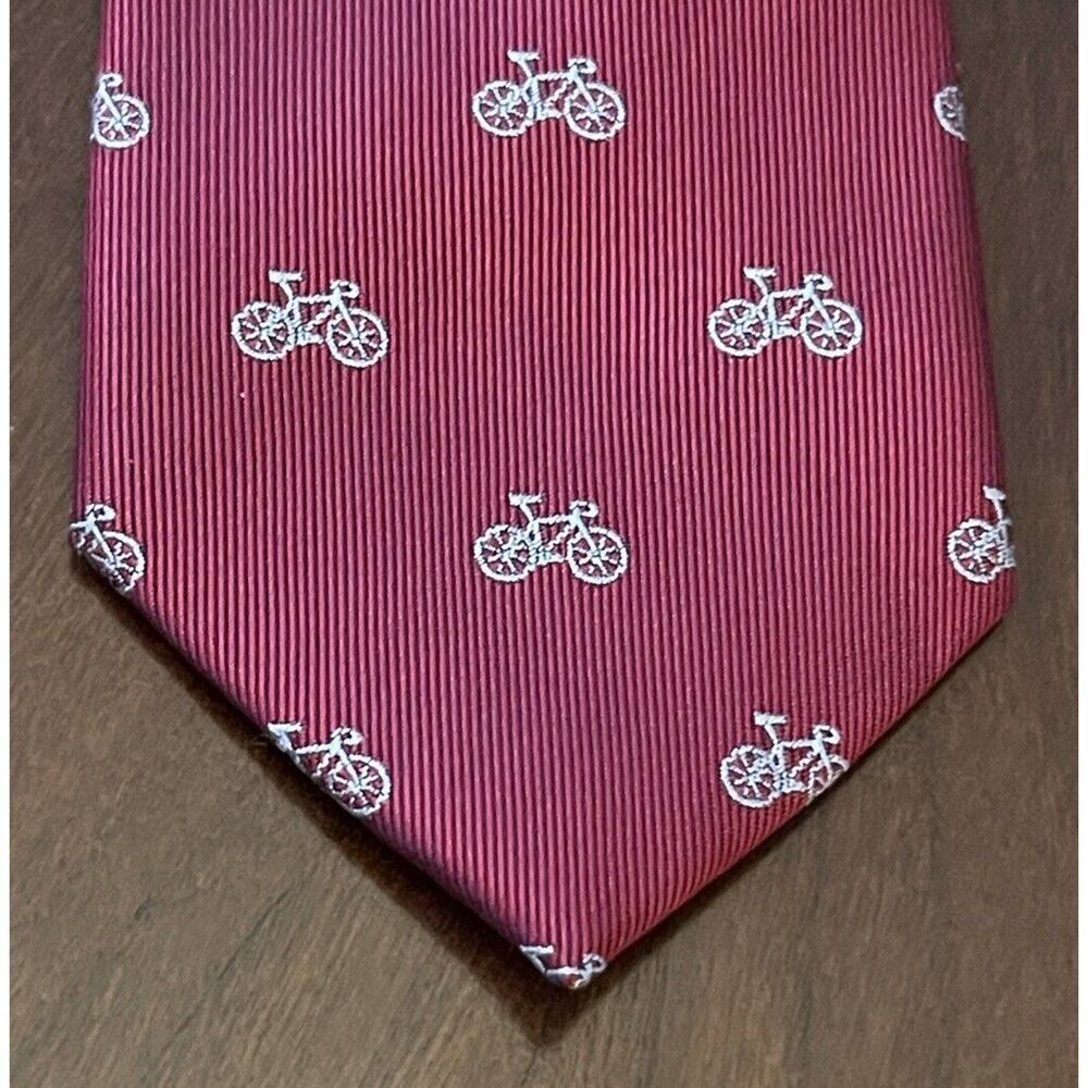 Sprezza Red 100% Polyester Men’s Neck Tie Made In China Bicycle Print
